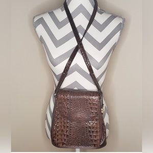 Brahmin brown crossbody croc-embossed bag